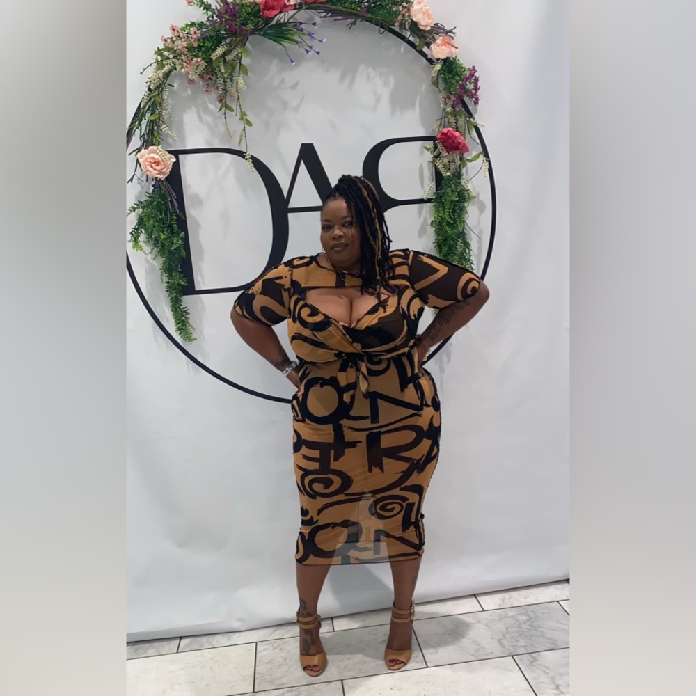 Plus size Brown and Black Dress